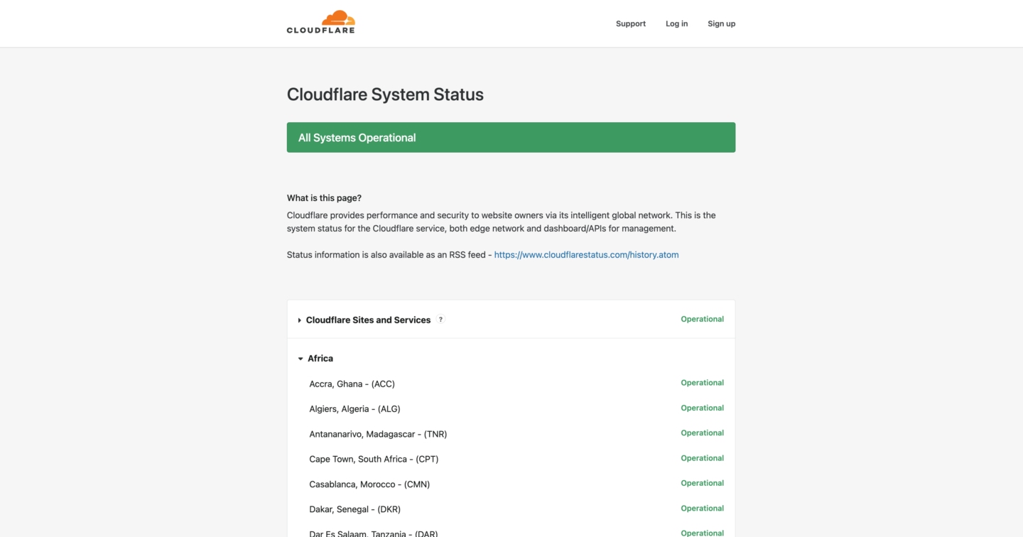 Cloudflare Status Page