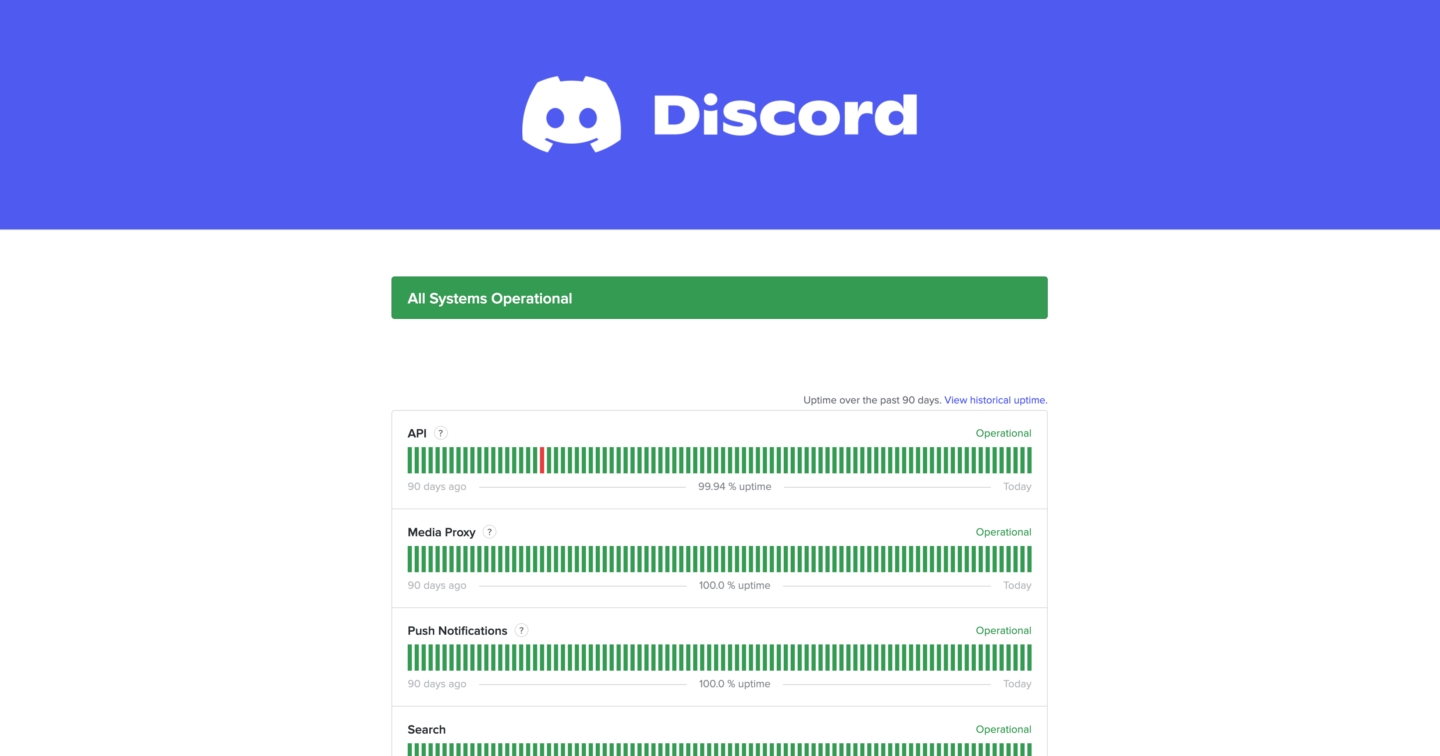 Discord Status Page