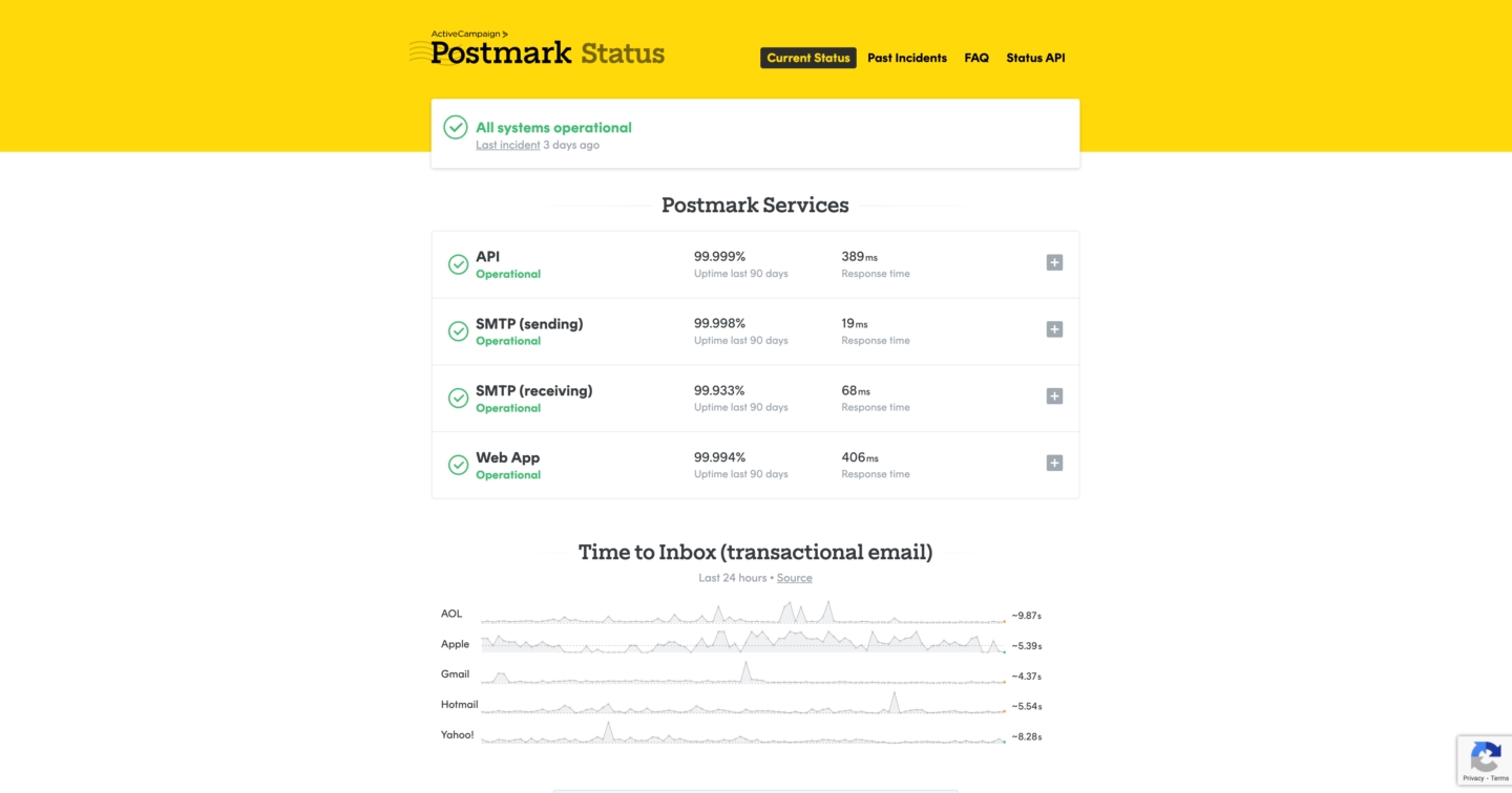 Postmark Status Page