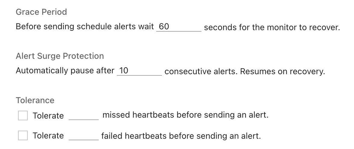 Heartbeat tolerance settings