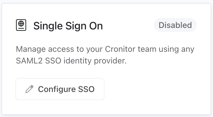 SSO configuration button
